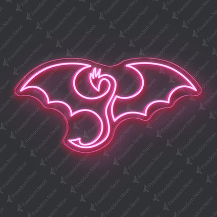 Light Pink Winged Dragon Neon Sign
