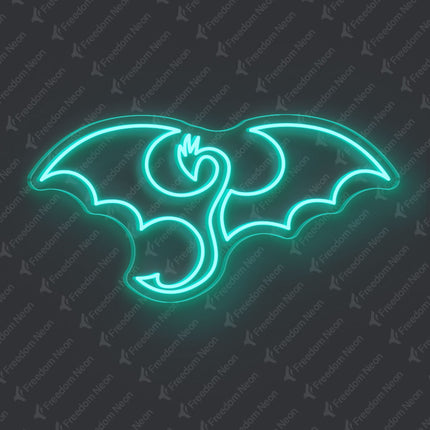 Mint Green Winged Dragon Neon Sign