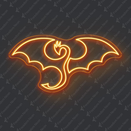 Orange Winged Dragon Neon Sign