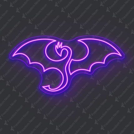 Purple Winged Dragon Neon Sign