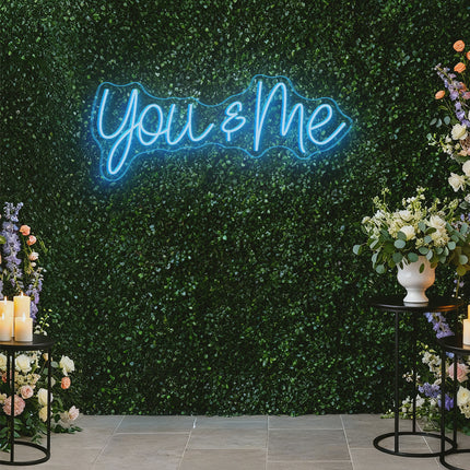 Ice Blue You & Me Neon Sign