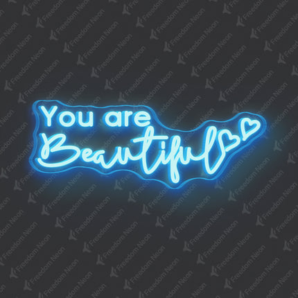 Ice Blue You Are Beautiful Neon Sign