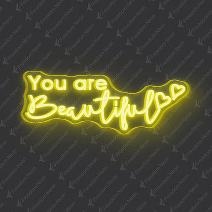 Lemon Yellow You Are Beautiful Neon Sign