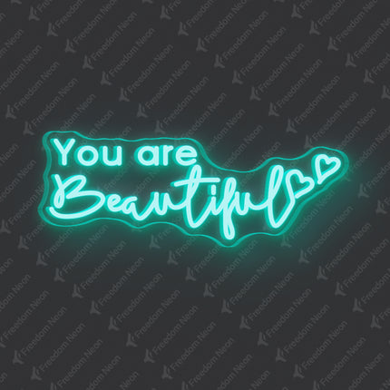 Mint Green You Are Beautiful Neon Sign