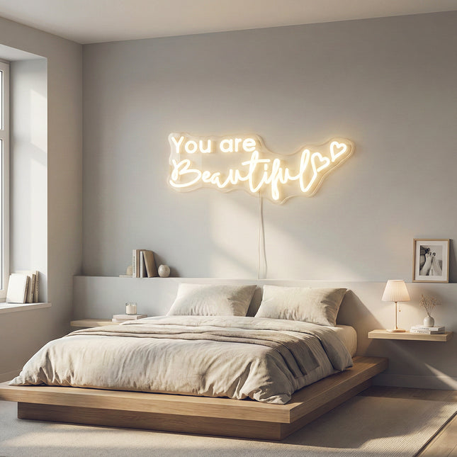 Warm White You Are Beautiful Neon Sign